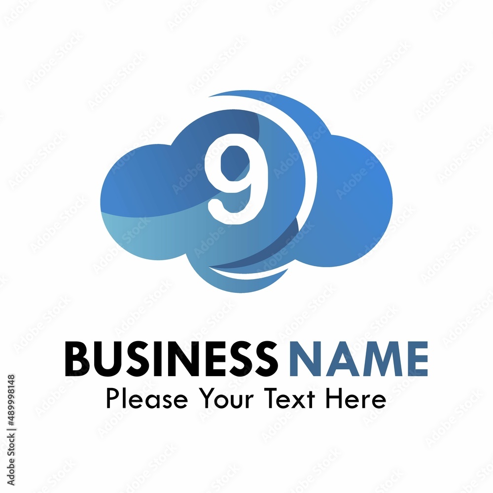 Number 9 with cloud logo template illustration Number 9 with cloud logo template illustration