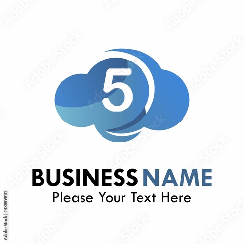 Number 5 with cloud logo template illustration
