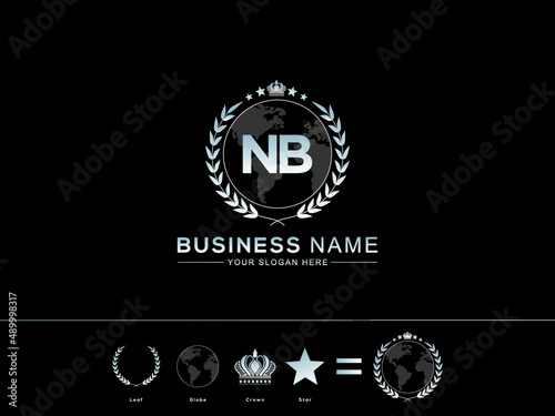 New NB letter Logo, Creative Nb bn logo design Modern circle Leaf Globe Royal Crown and Star Design for company