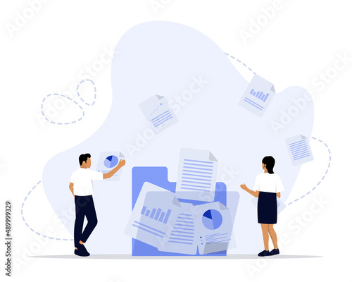 Documents concept illustration, Suitable for landing page, ui, web, App intro card, editorial, flyer, and banner