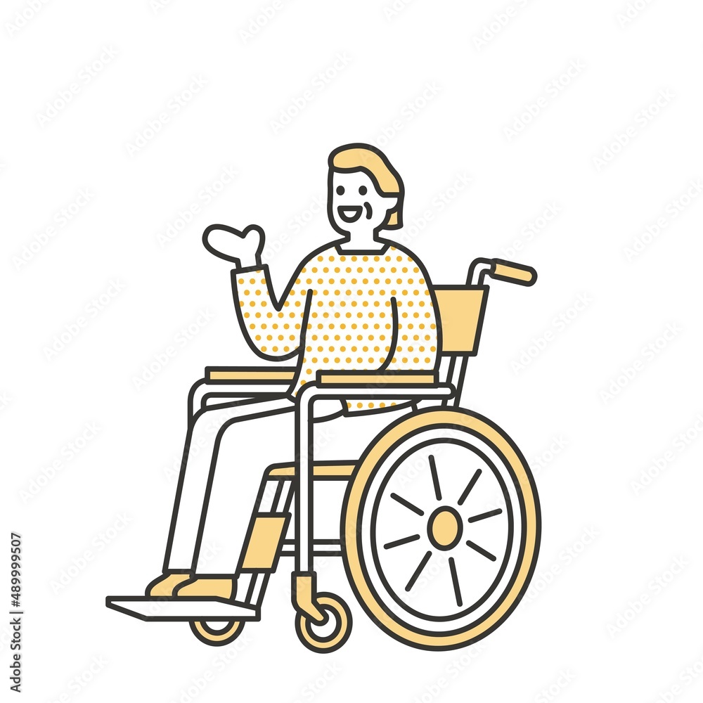 車椅子の女性の表情動作イラストまとめ