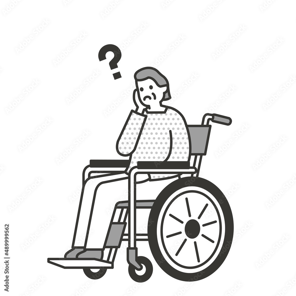 車椅子の女性の表情動作イラストまとめ