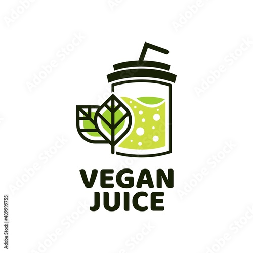 vegan vegetable Juice cup drink fruit smoothie cocktail logo concept design illustration