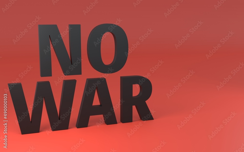 戦争反対、「No War」の立体文字、3DCG 戦争反対、「No War」の立体文字、3DCG