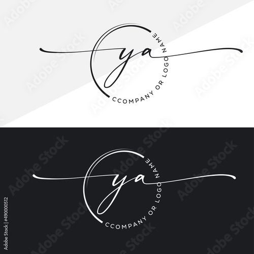 YA Initial handwriting signature logo, initial signature, elegant logo design
vector template.
 photo