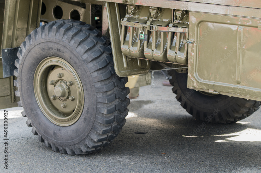 Rear wheel of a car in detail. Rear wheel of a car in detail.
