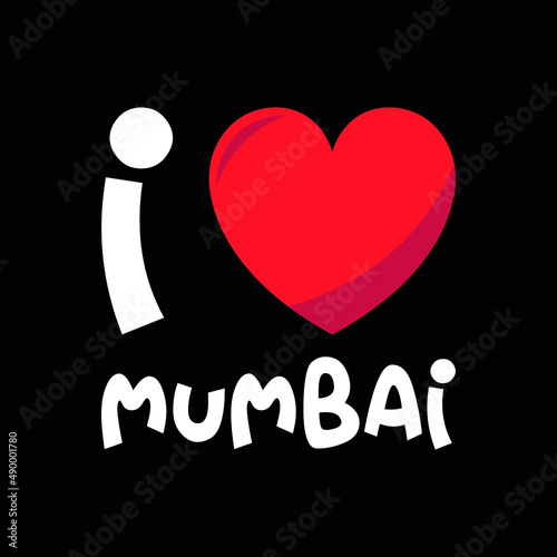 Mumbai I love Mumbai heart vector illustration design