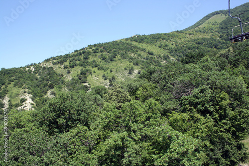 View of the mountains overgrown with forest. © Ольга Яковлева