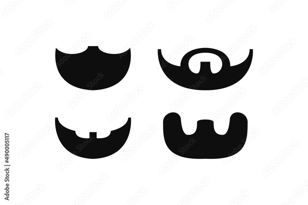Set black beards silhouettes illustration Set black beards silhouettes illustration