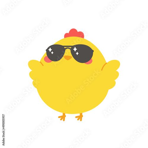 cartoon little chick Hatched eggs on Easter. decorate greeting cards for children
