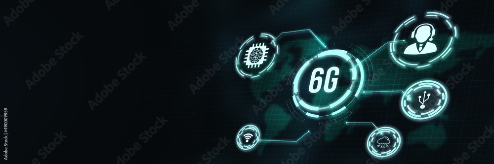 Internet, business, Technology and network concept. The concept of 6G network, high-speed mobile Internet, new generation networks. 3d illustration.