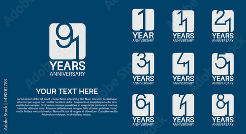 set anniversary logotype premium collection silver color in square isolated on blue background