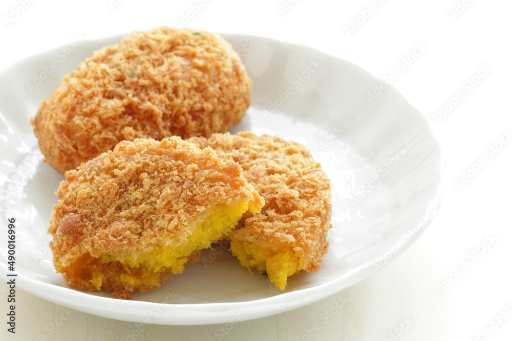 homemade pumpkin croquette for autumn vegetable cooking image