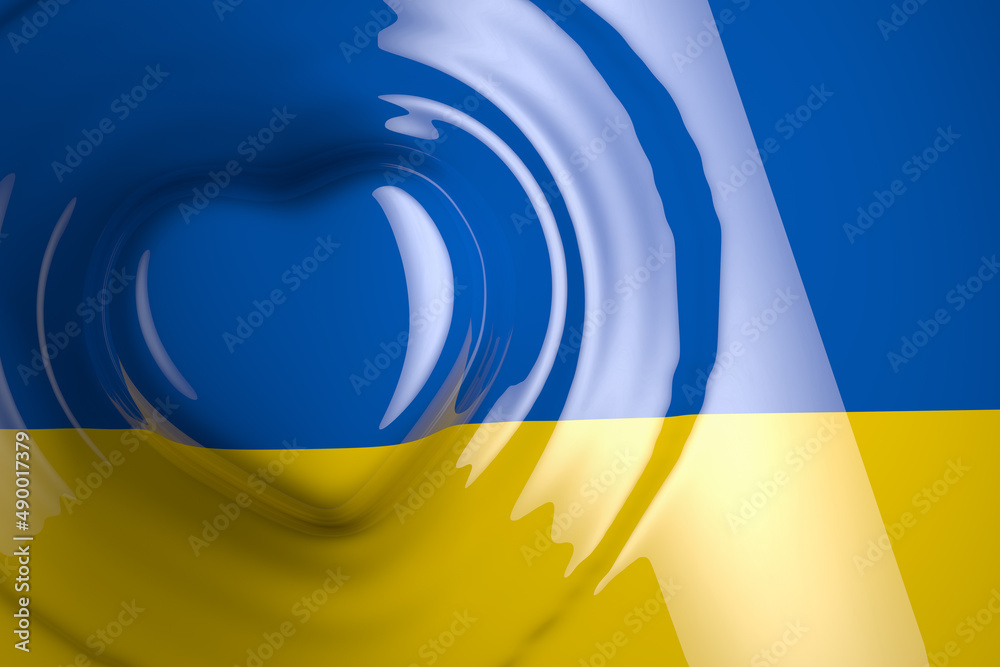 Ukraińska flaga z sercem - obrazy, fototapety, plakaty 