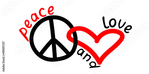 Peace and love - vector international symbol of pacifism, disarmament, anti-war movement in simple doodle flat style