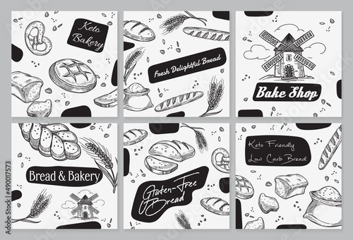Bakery banner design set, vector illustration.
