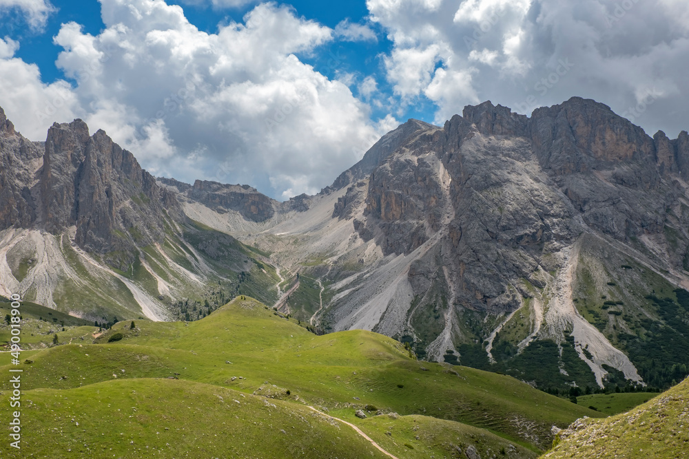 Breathtaking view at in the wild dolomites mountains