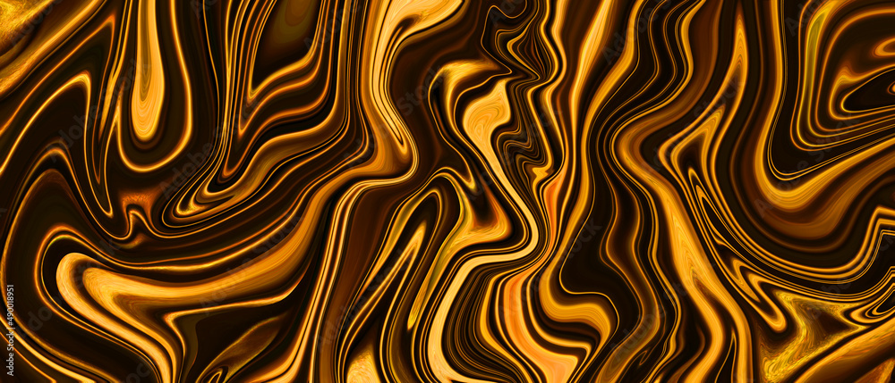 Liquid metal abstract luminous lightning gold with texture aluminum alloy for wallpaper and background