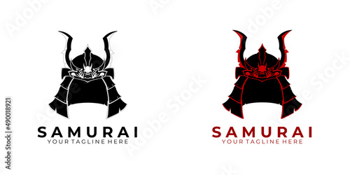 samurai logo design modern vector art illustration face machine technology robot icon vintage style