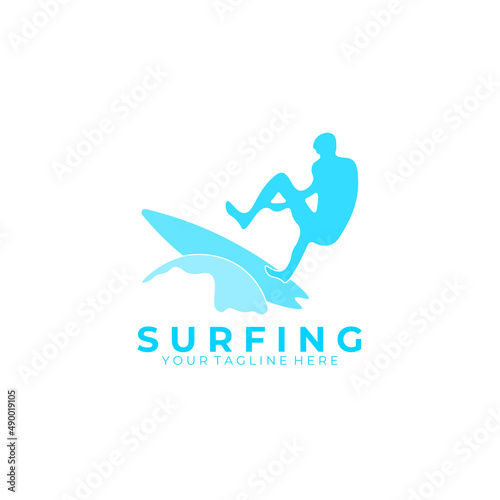 surfing logo design illustration art vector sea board icon ocean travel beach wave hawaii water style