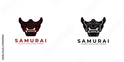 samurai logo design modern vector art illustration face machine technology robot icon vintage style
