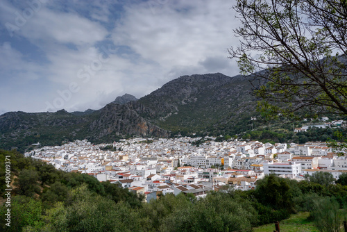 view of the idyllic whitewashed Andalusian town of Ubrique in the Los Alcornocales Nature Park © makasana photo