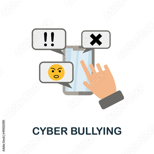 Cyber Bullying flat icon. Colored element sign from feedback collection. Flat Cyber Bullying icon sign for web design, infographics and more.