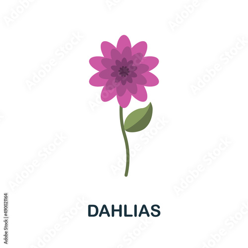 Dahlias flat icon. Colored element sign from flowers collection. Flat Dahlias icon sign for web design  infographics and more.