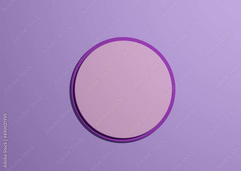 3D illustration of a light pink circle podium or stand top view flat lay product display minimal, simple pastel purple background with copy space for text 3D illustration of a light pink circle podium or stand top view flat lay product display minimal, simple pastel purple background with copy space for text