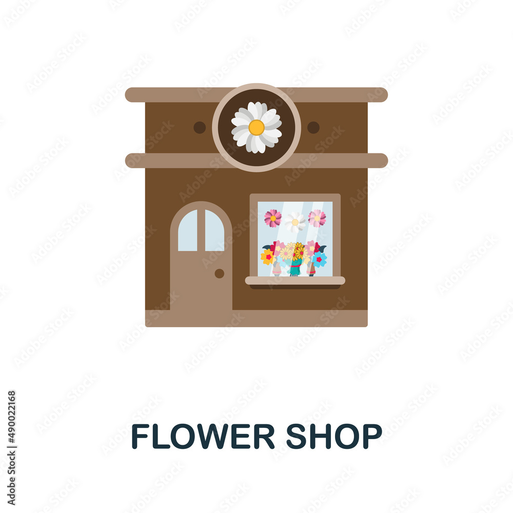 Fototapeta premium Flower Shop flat icon. Colored element sign from flowers collection. Flat Flower Shop icon sign for web design, infographics and more.