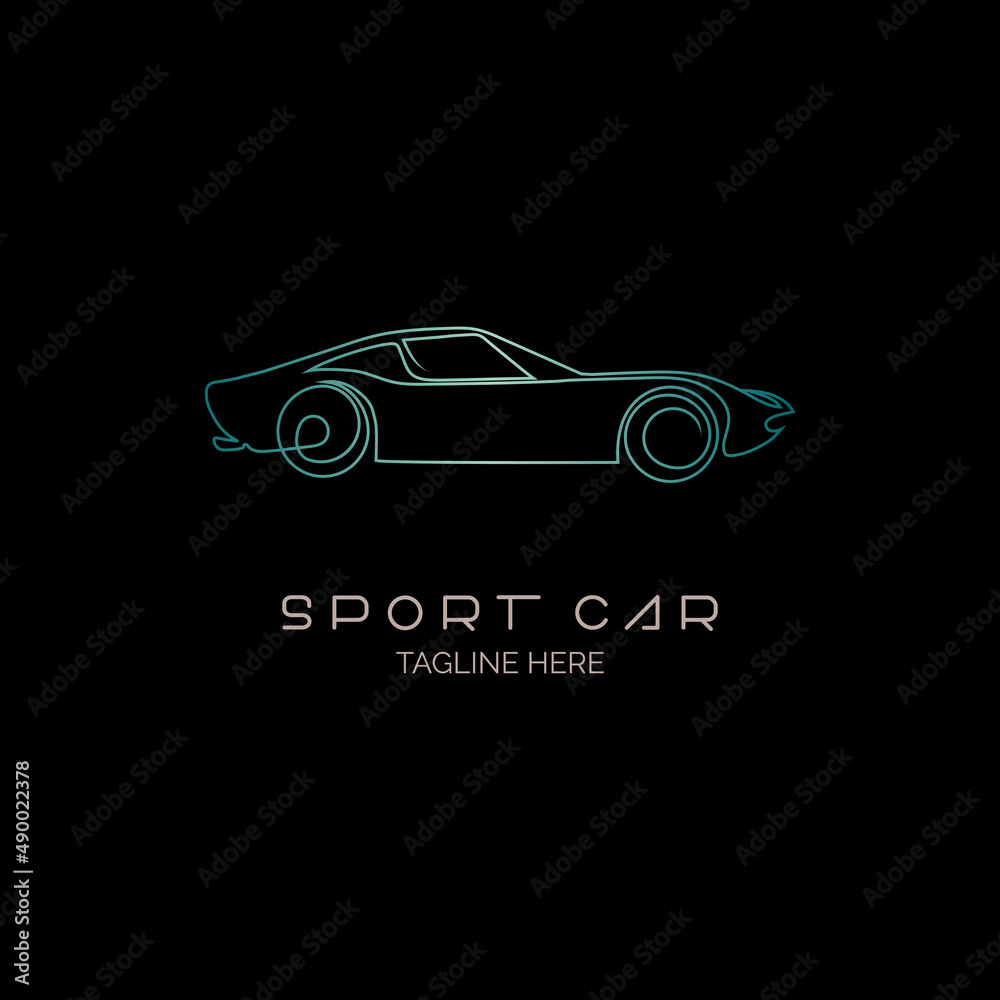 sport car line style monogram logo design template for brand or company and other