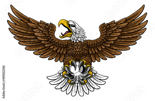 Bald Eagle Hawk Flying Soccer Football Ball Mascot