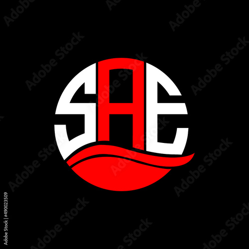 SAE logo monogram isolated on circle element design template, SAE letter logo design on black background. SAE creative initials letter logo concept.  SAE letter design.