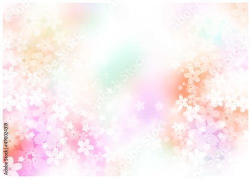 桜_水彩_ピンク和紙背景