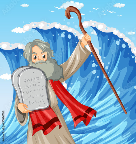 Moses holding the ten commandments stone