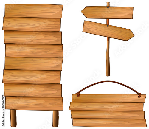 Set of wooden sign banner