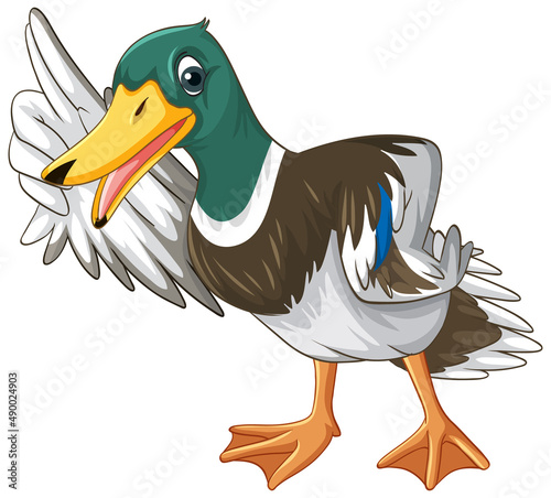 Little duck on white ground