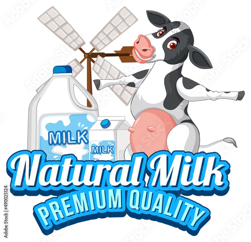 A cow with a Natural milk label
