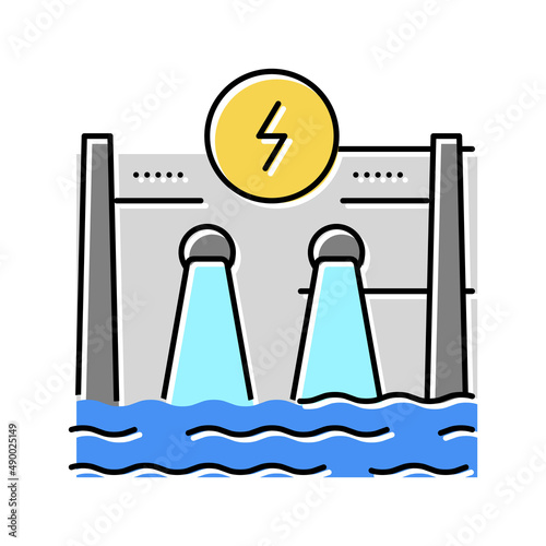 hydroelectricity energy construction color icon vector illustration