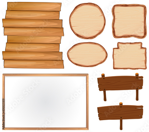 Set of wooden sign banner