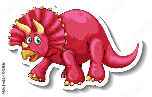 Triceratops dinosaur cartoon character sticker