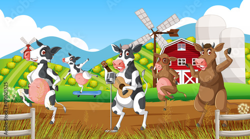 Scene with farm animal on the farm