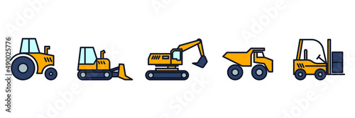 Transport, heavy duty machines set icon symbol template for graphic and web design collection logo vector illustration
