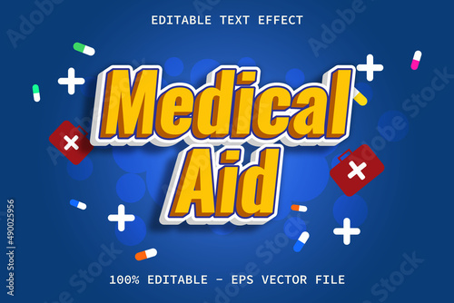 Medical Aid With Modern Cartoon Style Editable Text Effect