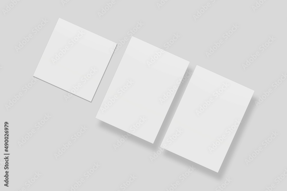 Blank paper for mockup. 3D Render. Blank paper for mockup. 3D Render.