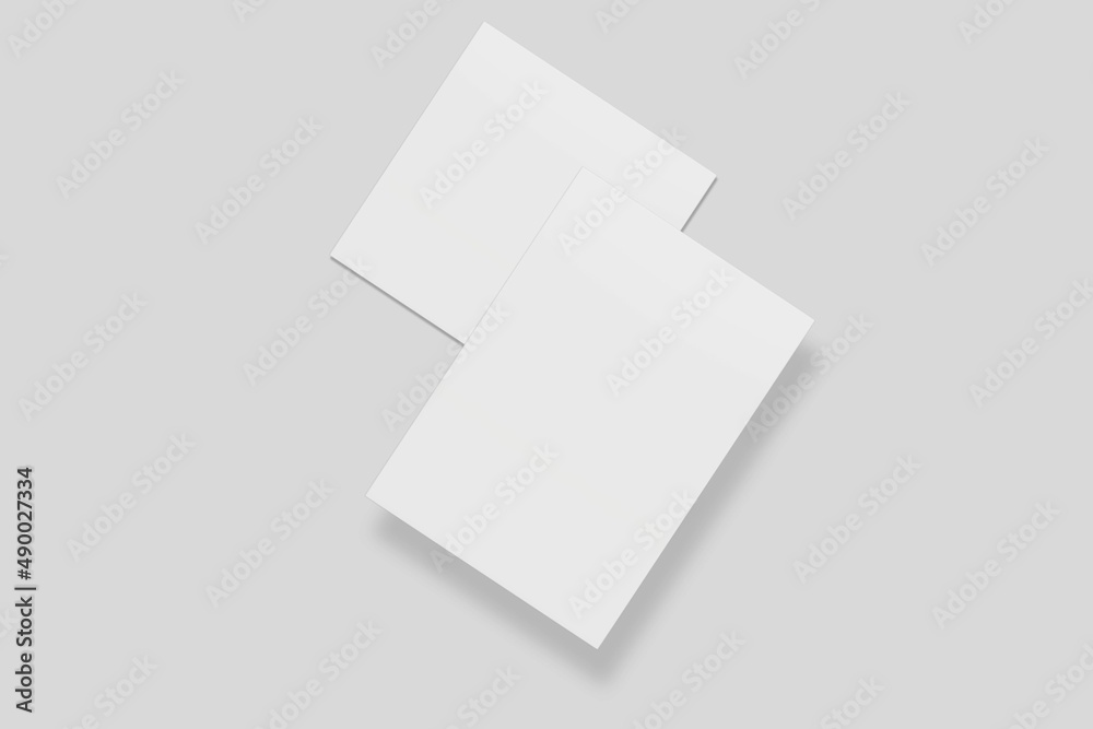 Blank paper for mockup. 3D Render. Blank paper for mockup. 3D Render.