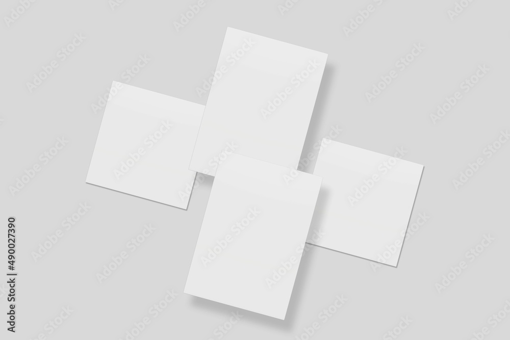 Blank paper for mockup. 3D Render. Blank paper for mockup. 3D Render.
