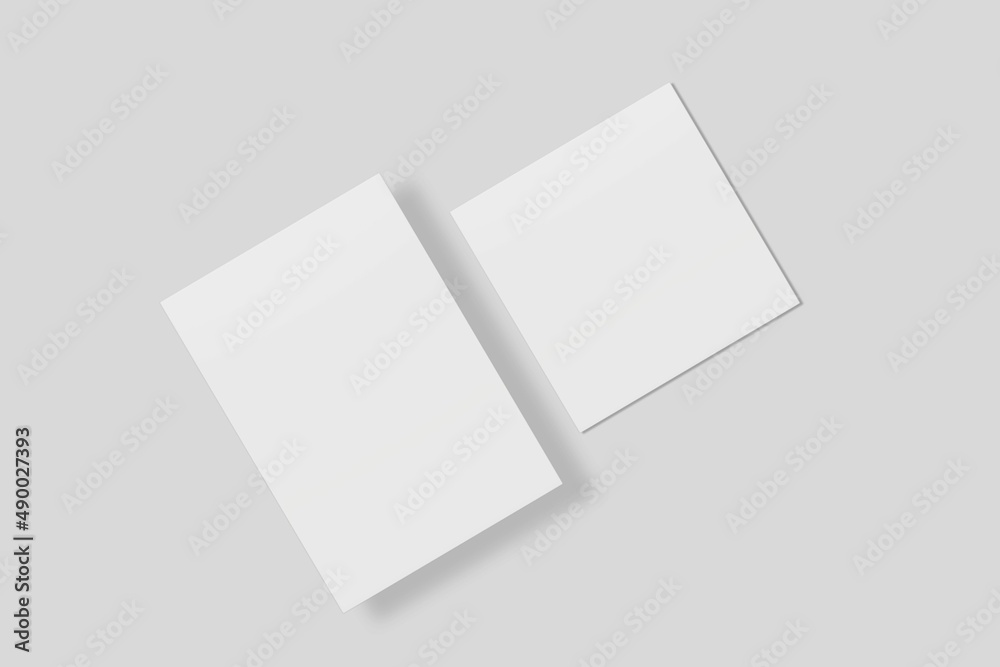 Blank paper for mockup. 3D Render. Blank paper for mockup. 3D Render.