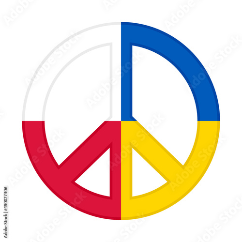 peace icon with poland and ukraine flags. vector illustration isolated on white background
