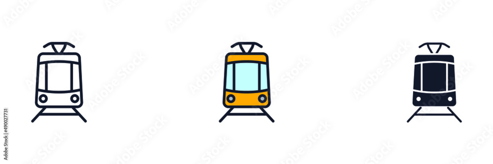 tram icon symbol template for graphic and web design collection logo vector illustration - obrazy, fototapety, plakaty 